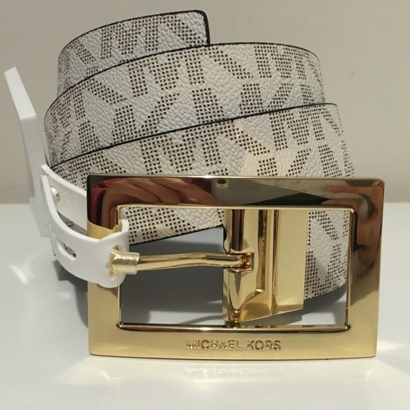 MICHAEL Michael Kors Accessories - Michael Kors Logo Reversible Chocolate/White Belt